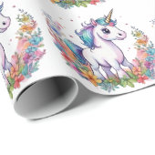 かわいいユニコーンクールユニコーン前向き ラッピングペーパー (ロールコーナー)