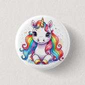 かわいいユニコーンクールユニコーン前向き 缶バッジ (正面)