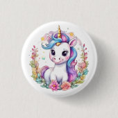 かわいいユニコーンクールユニコーン前向き 缶バッジ (正面)