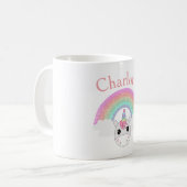 かわいいユニコーングリッターレインボー&名前をカスタムする コーヒーマグカップ (正面左)