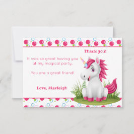 かわいいユニコーンサンキューカードと水玉模様 サンキューカード
