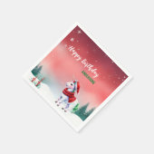 かわいいユニコーンサンタのクリスマス誕生日の雪のパーティー スタンダードカクテルナプキン (角)