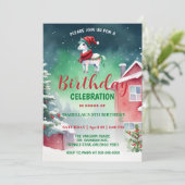 かわいいユニコーンサンタのクリスマス誕生日の雪のパーティー セーブザデート (スタンド正面)