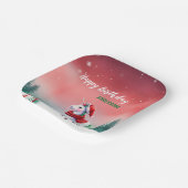 かわいいユニコーンサンタのクリスマス誕生日の雪のパーティー ペーパープレート (傾斜あり)