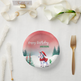 かわいいユニコーンサンタのクリスマス誕生日の雪のパーティー ペーパーボウル
