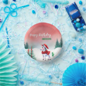かわいいユニコーンサンタのクリスマス誕生日の雪のパーティー ペーパーボウル (パーティー)