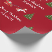 かわいいユニコーンサンタパーソナライズされたーネームクリスマス ラッピングペーパー (角)