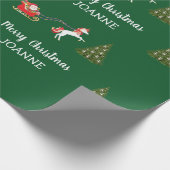 かわいいユニコーンサンタパーソナライズされたーネームクリスマス ラッピングペーパー (角)