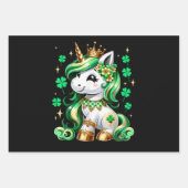 かわいいユニコーンシャムロック聖パトリックの日 ラッピングペーパーシート (正面3)