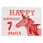 かわいいユニコーンスターズハッピーバースデーガールズ ラージペーパーバッグ (裏面)