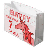 かわいいユニコーンスターズハッピーバースデーガールズ ラージペーパーバッグ (裏面アングル)
