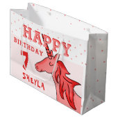 かわいいユニコーンスターズハッピーバースデーガールズ ラージペーパーバッグ (正面アングル)