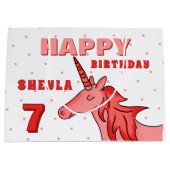 かわいいユニコーンスターズハッピーバースデーガールズ ラージペーパーバッグ (正面)