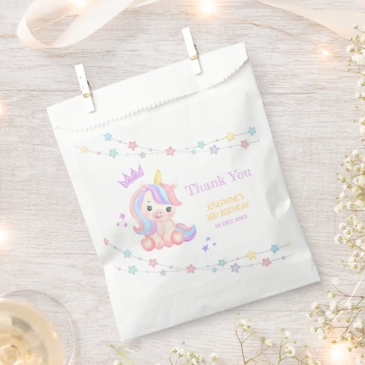 かわいいユニコーンスターズバナーファンタジーありがとう フェイバーバッグ (クリップ留めされた状態)