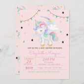 かわいいユニコーンスターズベビーシャワー招待状 招待状 (正面/裏面)