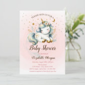 かわいいユニコーンスターズムーンベイビーシャワー招待状 招待状 (スタンド正面)