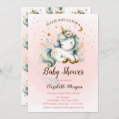 かわいいユニコーンスターズムーンベイビーシャワー招待状 招待状 (正面/裏面)