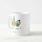 かわいいユニコーンセントパトリックの日パーソナライズされた名 コーヒーマグカップ (正面左)