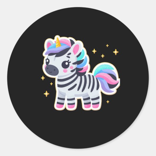 かわいいユニコーンゼブラシール ラウンドシール (正面)