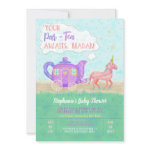 かわいいユニコーンティーパーティーベビーシャワー招待状V2