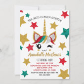 かわいいユニコーンテーマ誕生日パーティーの招待状 招待状 (正面)