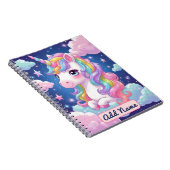 かわいいユニコーンノート – 名前編集可能 ノートブック (右側)
