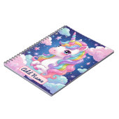 かわいいユニコーンノート – 名前編集可能 ノートブック (左側)