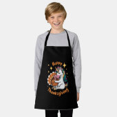 かわいいユニコーンハグトルコ幸せな感謝祭の女の子 エプロン (着用した状態)