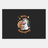 かわいいユニコーンハグトルコ幸せな感謝祭の女の子 ラッピングペーパーシート (正面)