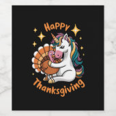 かわいいユニコーンハグトルコ幸せな感謝祭の女の子 ワインラベル (シングルラベル)