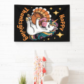 かわいいユニコーンハグトルコ幸せな感謝祭の女の子 横断幕 (インサイチュ)