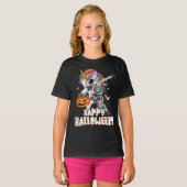 かわいいユニコーンハッピーハローウィンの衣装 Tシャツ (正面フル)