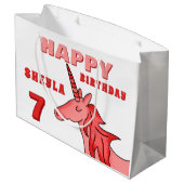 かわいいユニコーンハッピーバースデーガールズ ラージペーパーバッグ (裏面アングル)
