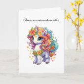 かわいいユニコーンハッピーバースデーグリーティングカード カード (黄色い花)