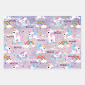 かわいいユニコーンハッピーバースデーピンクガーリー色 ラッピングペーパーシート (正面2)