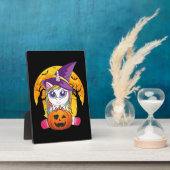 かわいいユニコーンハロウィーン魔女よちよち フォトプラーク (側面)
