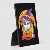 かわいいユニコーンハロウィーン魔女よちよち フォトプラーク (側面)