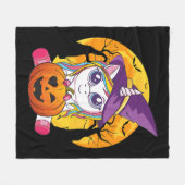 かわいいユニコーンハロウィーン魔女よちよち フリースブランケット (正面(横))