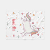 かわいいユニコーンハートとスターパーソナライズされたズ フリースブランケット (正面(横))