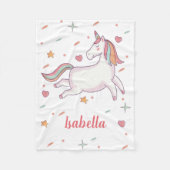 かわいいユニコーンハートとスターパーソナライズされたズ フリースブランケット (正面)