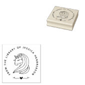 かわいいユニコーンハート名前をカスタムする図書室 ラバースタンプ (押印)