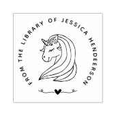 かわいいユニコーンハート名前をカスタムする図書室 ラバースタンプ (インプリント)