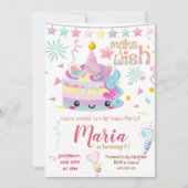 かわいいユニコーンハードケーキのパステルカラーバースデー招待状 招待状 (正面)
