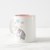 かわいいユニコーンハート ツートーンマグカップ (正面左)