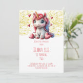 かわいいユニコーンバレンタインデーパーティー 招待状 (スタンド正面)