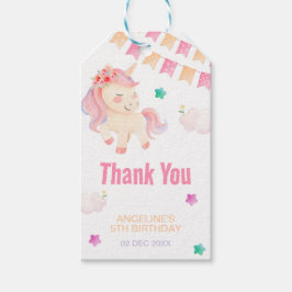 かわいいユニコーンバンティング旗ガール誕生日ありがとう ギフトタグ