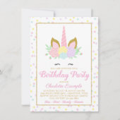 かわいいユニコーンバースデーパーティ招待状 招待状 (正面)