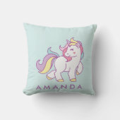 かわいいユニコーンパステルパーソナライズされたの色 クッション (正面)