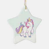 かわいいユニコーンパステルパーソナライズされたの色 セラミックオーナメント (右)