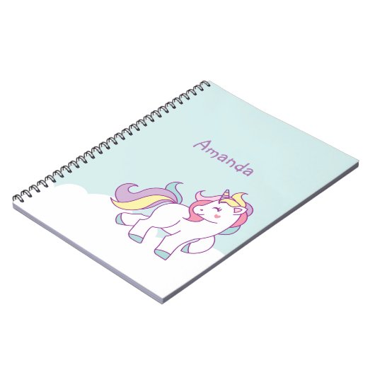 かわいいユニコーンパステルパーソナライズされたの色 ノートブック (左側)